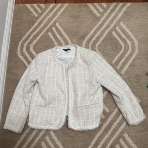 Ann Taylor White Textured Blazer